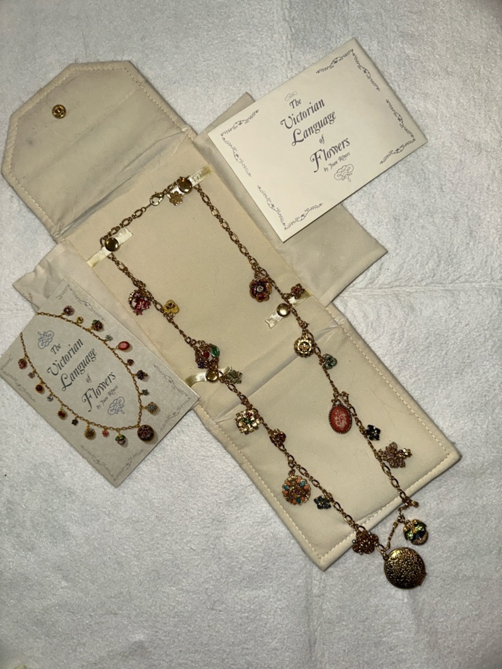 Joan Rivers Victorian language of flowers Gold-Tone Charm Necklace in Multicolor